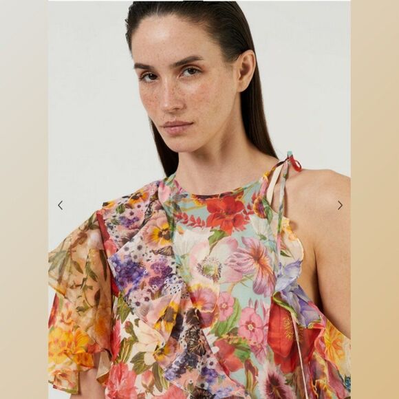 ZIMMERMANN Wonderland Flounce Floral Dress Asymmetrical High Low Tiered Ruffles - Picture 14 of 16